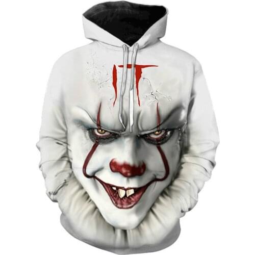 Hoodie 2021 spring new mens and womens long-sleeved 3D printing horror clown sports pullover cartoon casual anime clothes