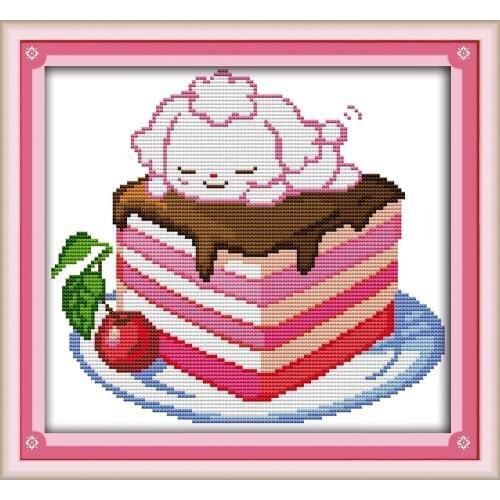 Everlasting Love Cake Dog Chinese Cross Stitch Kits Ecological Cotton Stamped 11C DIY Christmas Gift Wedding Decoration For Home