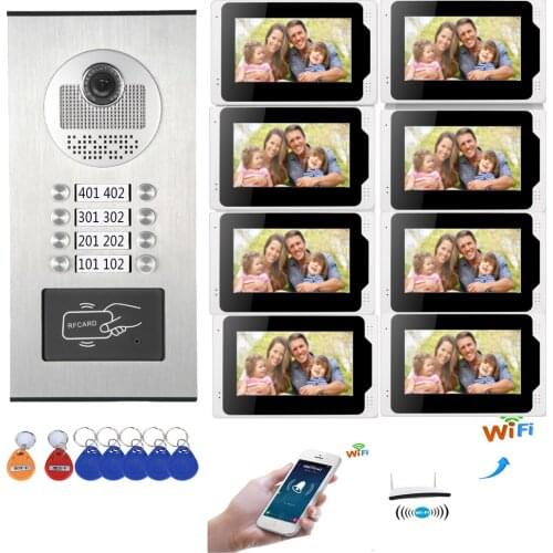 WIFI Apartment Intercoms 4 to 12 Units Video Record Doorphone Smart Apartment Speakephone WIFI Doorbell Video Intercom System