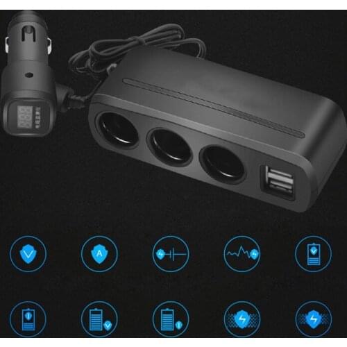 Multi Socket Charger Cigarette Lighter Power Ouble USB Port Adapter Interior Accessories for IPhone IPad Phone DVR GPS 120W