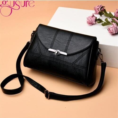 Gusure Vintage Designer PU Leather Handbag Woman Small Shoulder Crossbody Bags Luxury Tote Ladies Messenger Bag
