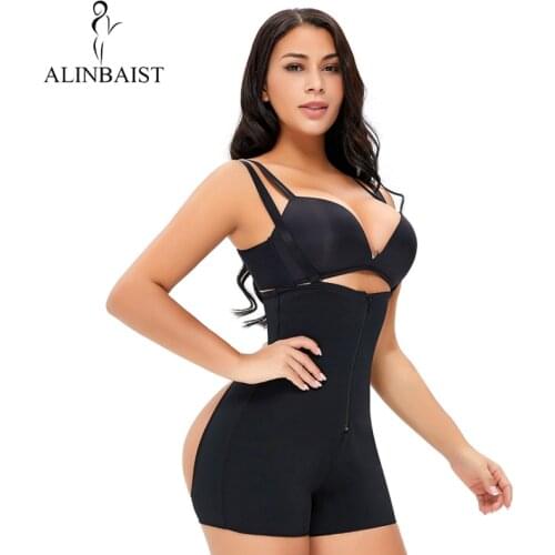 Women Shapewear Bodysuit Full Body Shaper Sexy Shapewear Zip and Hooks Straps Tummy Control Seamless Girdle Hole Slimmer Waist