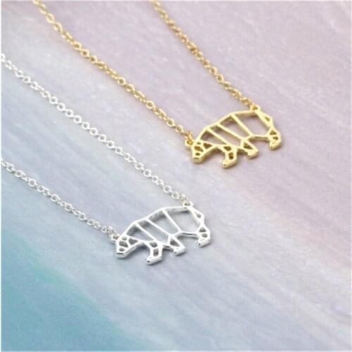 Women Jewelry Geometric Polar Bear Necklaces Colliers Accessories Mama Bear Gift for mom Animal Necklace Pendant