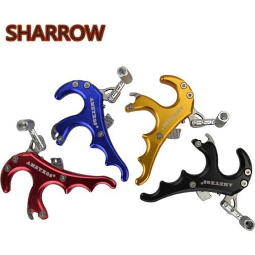 1pc 4 Finger Grip Bow Release Aids Caliper Thumb Trigger Handle Compound Bow Release For Training Shooting Archery Accessories