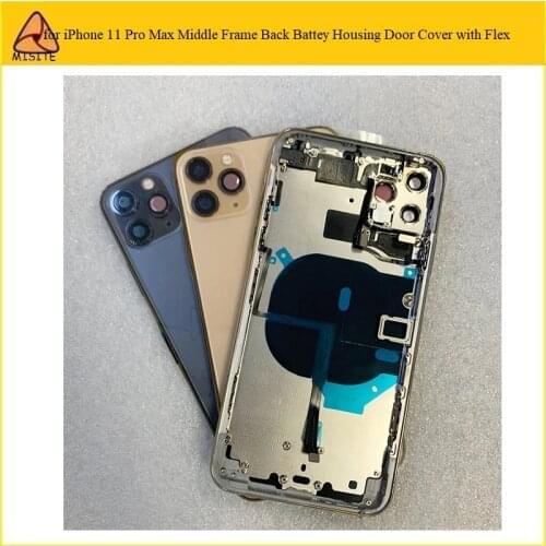 1Pc Full Housing Case For iPhone 11 Pro Max Back Battery Cover Rear Door+Power Flex+Wriless Charge NFC Repair Replacement Part