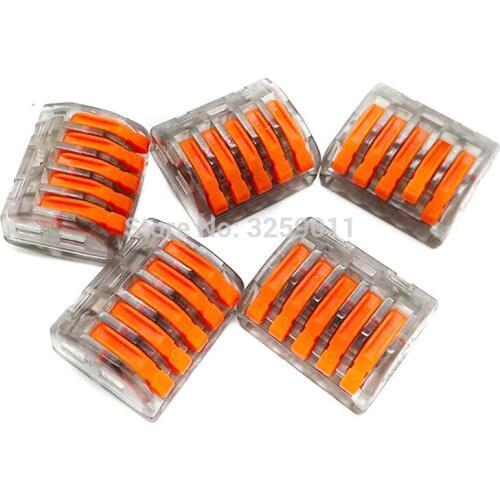 300PCS 222-415 PCT-215 Compact Splicing Connector Spring Lever Push Fit Reuseable Cable 5 Wire Universal Connector transparent