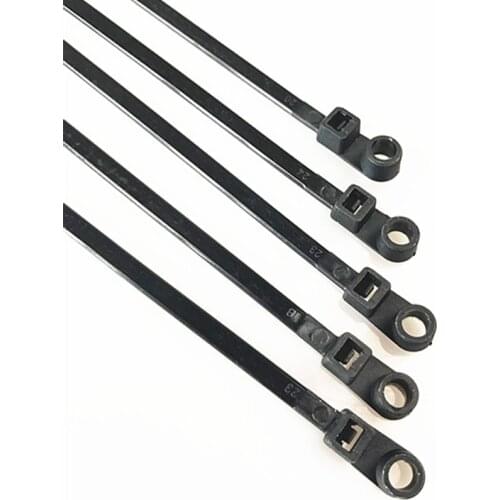 100pcs Nylon cable zip ties with screw hole Mount Self locking Loop Wrap Bundle Ties straps for Car Auto wire fixed organizer