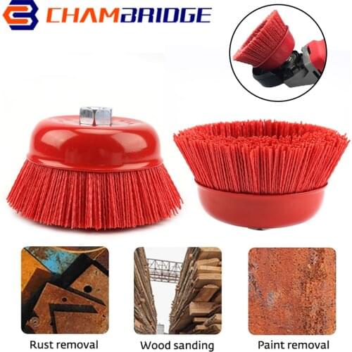 115 x M14 Cup Nylon Abrasive Brush Wheel Pile Polymer Abrasive Wheels For Angle Grinder Rotary Tools Grit 80