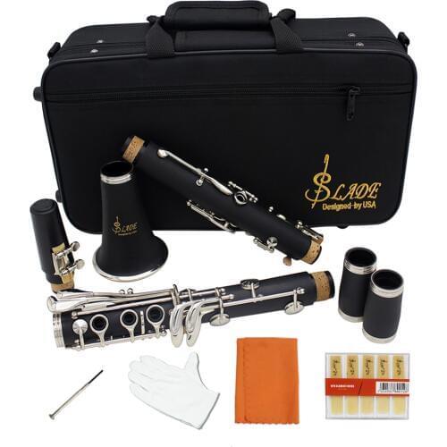 17 Key Bb Flat Soprano Clarinet Nickel Plating Exquisite with Cleaning Cloth Gloves Durable Musical Instruments