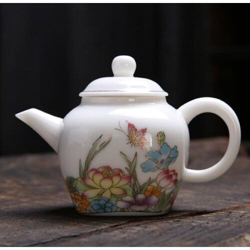 180ml Ceramic Teapot Handmade Porcelain Tea Pot Rural Flower Kettle Beautiful Tea Kettle Teaware Water Pot Drinkware Decoration