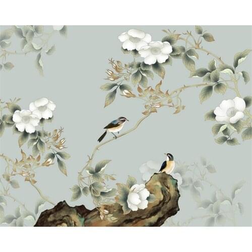 Beibehang 3D wallpaper hand-painted TV background wall hand-painted flower living room bedroom TV background wall murals photo