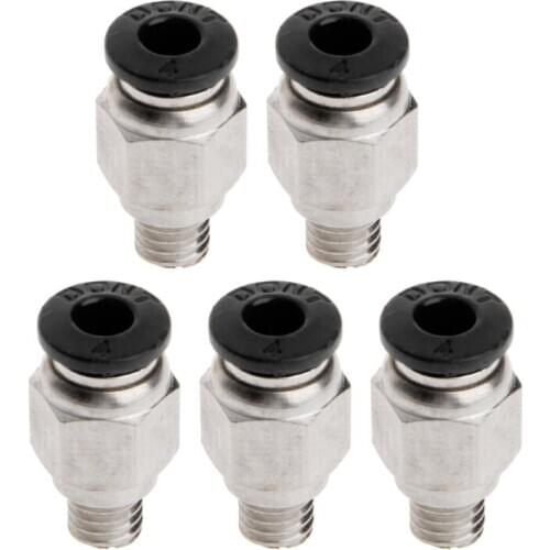 5Pcs Pneumatic Fittings PC4-M6 Bore 4mm For 4mm PTFE Tube Connector Coupler