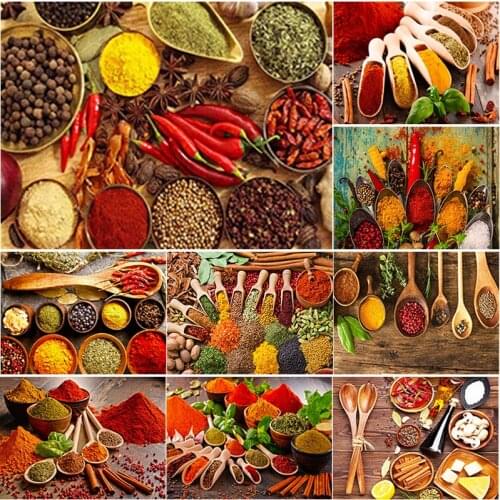 New DIY 5D Diamond Embroidery Condiment Diamond Painting Color Taste Cross Stitch Sunset Full Square Round Drill Home Decor Gift