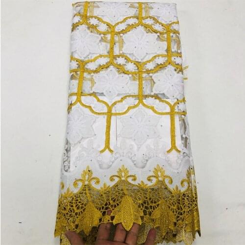 White French Stones Lace Fabric Quality Embroidery African Net Laces Nigerian Tulle Fabrics 5yards For DIY Dresses B16-2