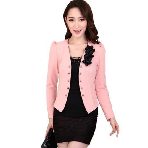 Large Size 4XL Blazer Women Suit New 2021 Three Flowers Suits Women Blazers Short slim Spring Autumn Coats Female Jackets Black