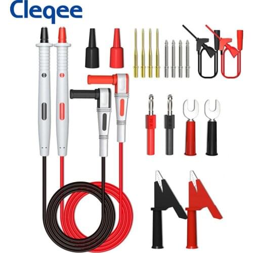 Cleqee P1503D Digital Multimeter Probes Cable Feeler with Test Hook Banana Plug Replaceable Needles Test Leads Kits