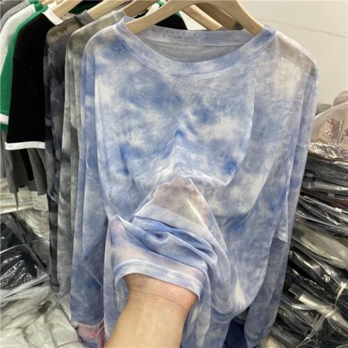 Cheap wholesale 2021 spring summer new fashion casual see through woman t-shirt lady beautiful nice women Tops female Ay1581