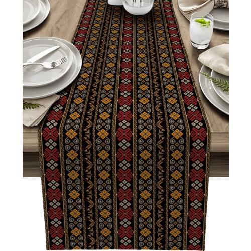Indian Tribal Style Luxury Table Runner Dining Table Wedding Party Christmas Cake Floral Tablecloth Decoration