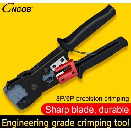 CNCOB Network Crimper Tools for Cat6 Plugs Connectors Cables RJ45/RJ11 Crimping Tools Professional Phone Line 8P8C Network Tools