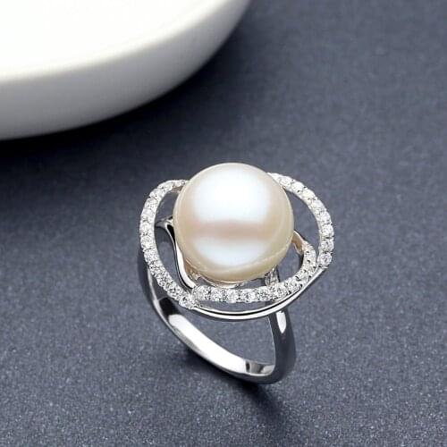 Sinya Natural pearl ring wedding bands ring in 925 Sterling silver for women Fleshwater pearl diameter 10-13mm new arrival
