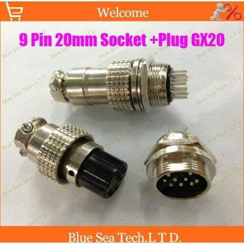 9 Pin 20mm Male & Female Wire Panel Connector kit GX20 Socket+Plug,RS765 Aviation plug interface ,circular connector