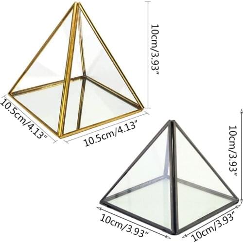 Pyramid Storage Box Glass Terrarium Design Jewelry Holder Clear Faceted Succulent Air Plant Planter Box Pot/Keepsake Display (No