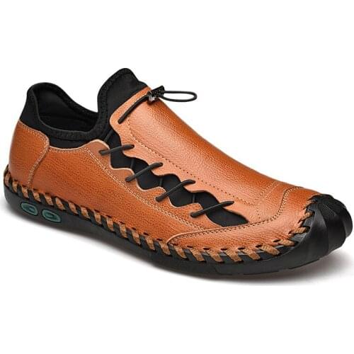 2021 New Mens Leather Shoes Luxury Brand Handmade Comfortable Breathable Flat Shoes Fashion Casual Work Loafers Big Size 48 Hot