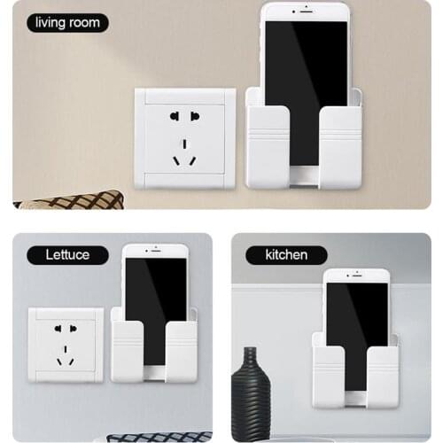 Mobile Phone Plug Wall Holder Organizer Storage Box Remote Control Wall Mounted Charging Multifunction Holder Stand