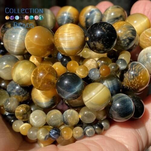 Natural Dream Tiger Eye Stone Loose Round Beads For Jewelry Making 4-12 MM DIY Bracelets Accessories 15" Wholesale