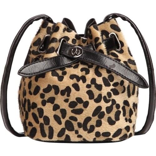 Women Plush Leopard Print Handbag Ladies Bags Crossbody Shoulder Bag Purs