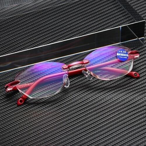 Elbru Anti Blue Ray Reading Glasses Lady Diamond Cutting Hyperopia Glasses Women Eyewear +0 +1.0 +1.5 +2.0 +2.5 +3.0 +3.5 + 4.0