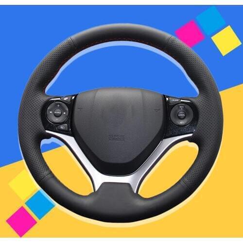 Auto Braid On The Steering Wheel Cover for Honda Civic Civic 9 2012-2015 Hand Stitched Car-styling DIY Car Braiding Wheel Covers
