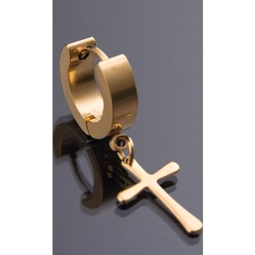 1pc Punk Cool Unisex Men Women Cross Earring Fashion Tassels Cross Body Piercing Jewelry Black Gold Silver Color Earrings