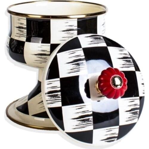 Mackenzie Cream-Black Enamel Flip Sugar Bowl Emy-105