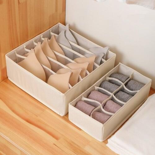 8/16 Grid Socks Underwear Storage Box Quality Oxford Foldable Bra Storage Dormitory Boxes Organizer Clothes Household 1pc Drawer