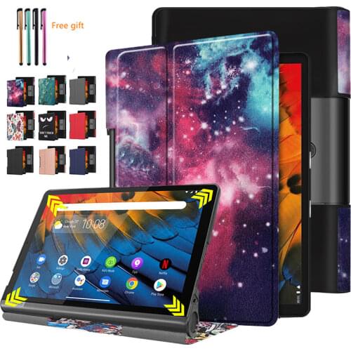 High Quality Case For Lenovo Yoga Smart Tab 10.1 YT-X705F Printed Folding Smart Cover For Lenovo Yoga Tab 5 YT-X705 Case+ pencil