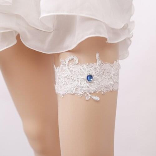 Wedding Garter Rhinestone White Floral Sexy Leg Garters for Women/Female Bride Accessories Thigh Ring Bridal Prom Garter 5346