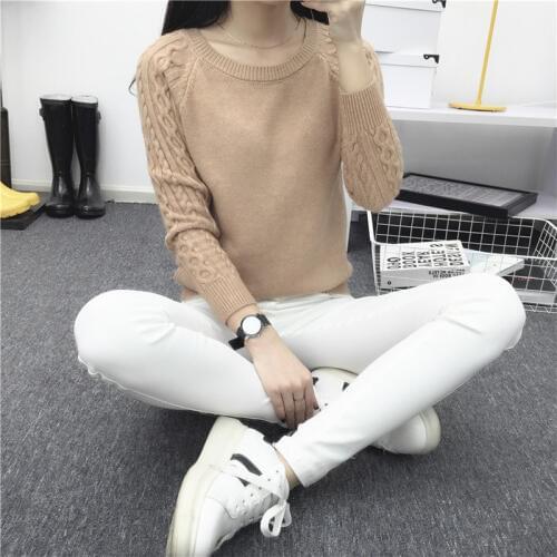 Loose pullover sweater female 2021 solid color new Korean short paragraph bottoming shirt coat womens sweater shirt
