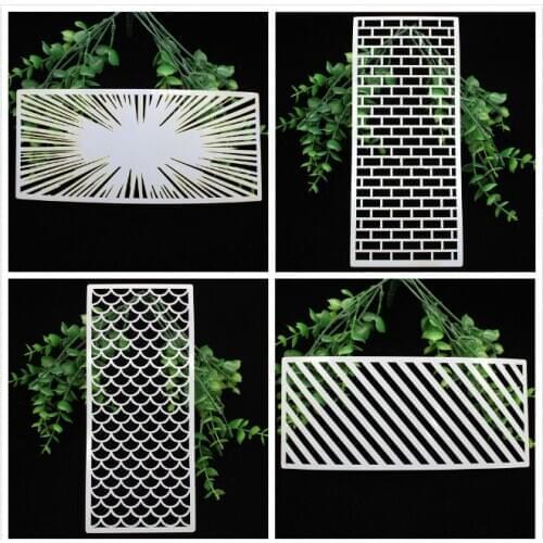 KSCRAFT 4pc/set Slimline Stencils Layering Stencils for DIY Scrapbooking/photo album Decorative Embossing DIY Paper Cards Crafts