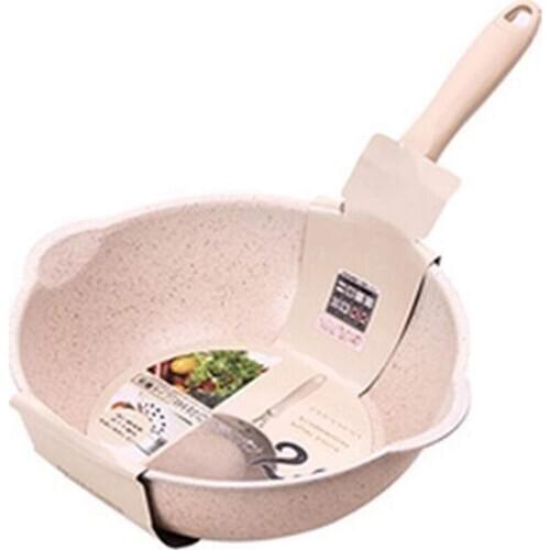 Thickened Bottom Stone Frying Pan Multifunction Non-Stick Pans Deep Nougat Pot Big Mouth Wok Pan 20cm