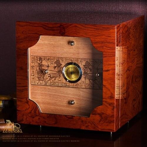 LUBINSKI Wine Red Piano Finish Cedar Wood Lined Cigar Cabinet Humidor 4 Drawers Humidifier Hygrometer Humidors For COHIBA