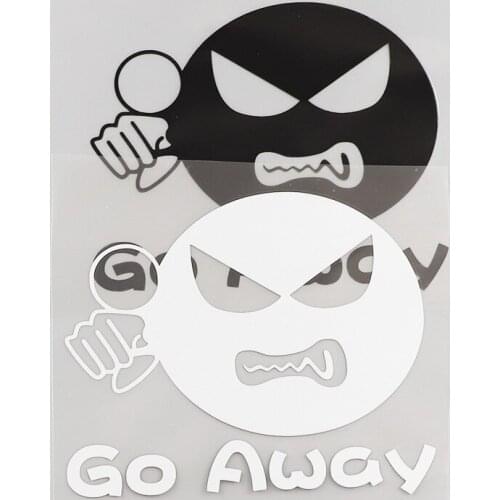 Car Styling Vinyl Funny Face Expression Angry GO AWAY Warning Auto Window Body Tail Sticker Decals