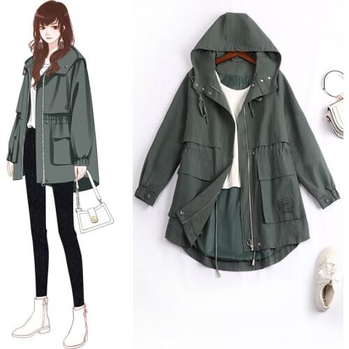 5xl Plus Size Large Wear Loose Casual Coat Jacket Women 2020 Autumn New Fashion Windbreaker Veste Automne Femme Basic 8960