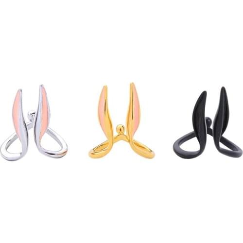 KISS ME Three-tone Brass Enamel Rabbit Ears Adjustable Ring For Women Party Gifts Contracted Circle Ring 2019 Fashion Accessory