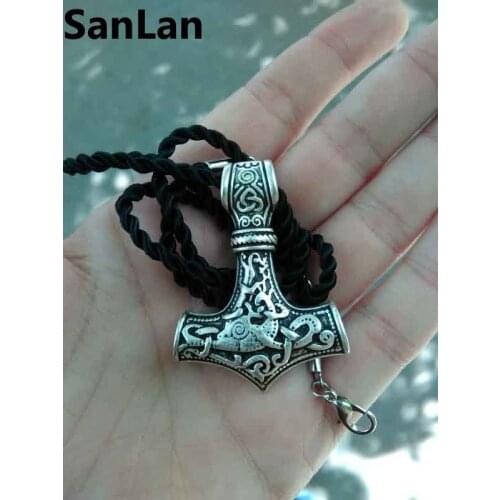 1pcs thors hammer mjolnir pendant viking jewelry scandinavian norse viking necklace viking pendant SanLan