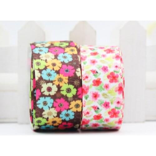 16mm/22mm/25mm/38mm/75mm Cartoon Flower Print Grosgrain Ribbon 10/25/50yards Diy Gift Wrapping Paper Sewing Decoration