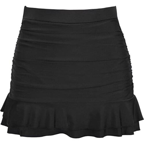 2021 High Waist Women Bikini Solid Black Shirred Bottom Swimsuit Bottoms Plus Size Beach Holiday Swim Shorts Ruffles Swimwear