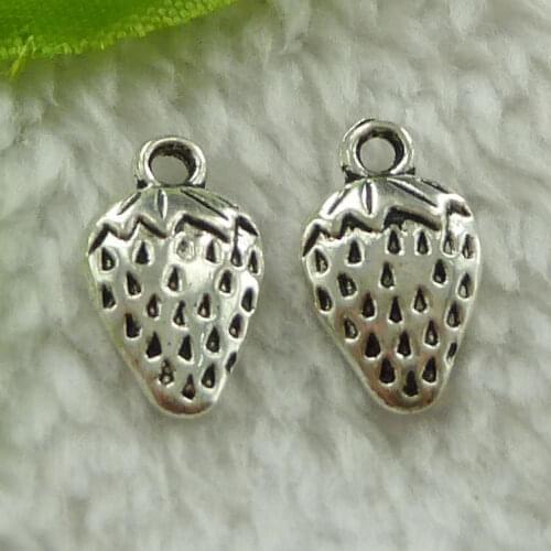 240 pieces antique silver strawberry charms 16x10mm #3561