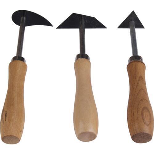 3pcs Tungsten Steel Pottery Tools Clay Fettling Knife with Wood Handle Pottery & Ceramics Tools Set