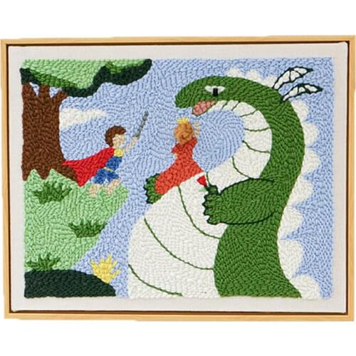 40*60cm The Dragon and The Princess Punch Needle Embroidery Kit for Beginners DIY Embroidery Set Home Decor Custom Embroidery